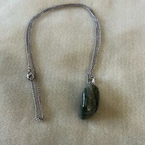 Handmade Up-cycled Chain Necklace with Stone tumbled Pendant